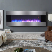 Load image into Gallery viewer, 50/60 Inch Silver Electric Fireplace Crystal Accents 6 Flame Colour Heater Wall Mounted Fireplaces Wall Mounted Fireplaces Living and Home 
