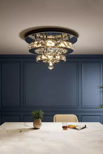 Load image into Gallery viewer, 30cm W Stacked LED Ceiling Light with Crystal Rims Energy Saving Ceiling Lights Living and Home 
