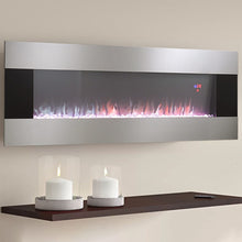 Load image into Gallery viewer, 50/60 Inch Silver Electric Fireplace Crystal Accents 6 Flame Colour Heater Wall Mounted Fireplaces Wall Mounted Fireplaces Living and Home 
