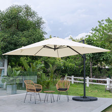 Load image into Gallery viewer, Light Grey 3 x 3 m Square Cantilever Parasol Outdoor Hanging Umbrella for Garden and Patio Parasols Living and Home Beige Parasol + Cross Base + Round Water Tank 
