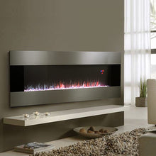 Load image into Gallery viewer, 50/60 Inch Silver Electric Fireplace Crystal Accents 6 Flame Colour Heater Wall Mounted Fireplaces Wall Mounted Fireplaces Living and Home 
