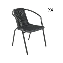 Load image into Gallery viewer, Garden Square Tempered Glass Table and Rattan Chairs GARDEN DINING SETS Living and Home W 105 x L 105 x H 70.5cm Table with 4 Chairs 
