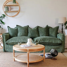Load image into Gallery viewer, Cottonfy Corduroy Padded Upholstery Cloud Sofa for Small Apartment Cottonfy UK Green 2 Seater(160cm) Full-Paid
