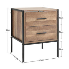 Load image into Gallery viewer, 2 Drawers Industrial Bedside Table Vintage Nightstand End Table End Tables Living and Home 
