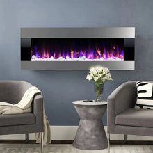 Load image into Gallery viewer, 50/60 Inch Silver Electric Fireplace Crystal Accents 6 Flame Colour Heater Wall Mounted Fireplaces Wall Mounted Fireplaces Living and Home 50 Inch 
