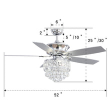 Load image into Gallery viewer, Chrome Ceiling Fan 5 Blades LED Crystal Chandelier &amp; Remote Control 52Inch Ceiling Light Living and Home 
