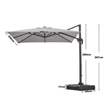 Load image into Gallery viewer, Grey 2.5m Cantilever Parasol with Base for Garden Parasols Living and Home 

