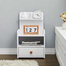 Load image into Gallery viewer, Minimalist Black/White Wooden Bedside Table with Drawers Cabinets Living and Home 1 Drawer White 
