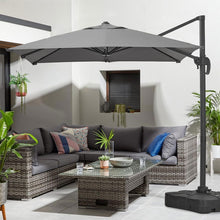 Load image into Gallery viewer, Grey 2.5m Cantilever Parasol with Base for Garden Parasols Living and Home Dark Grey 
