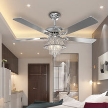 Load image into Gallery viewer, 52Inch Silver Ceiling Fan with Light Crystal Droplets Chandelier Ceiling Fans Living and Home 
