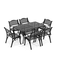 Load image into Gallery viewer, Set of 7 Retro Garden Bistro Set Cast Aluminum with Cushions Garden Dining Sets Living and Home 
