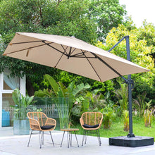 Load image into Gallery viewer, Khaki 3 x 3 m Square Cantilever Parasol Outdoor Hanging Umbrella for Garden and Patio Parasols Living and Home Parasol + Cross Base + Square Water Tank 
