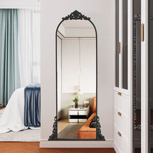 Load image into Gallery viewer, 180cm H Vintage Black Carved Arched Mirror Wall Mirrors Living and Home 
