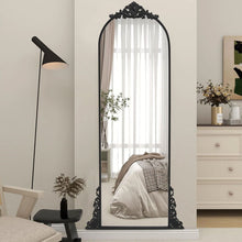 Load image into Gallery viewer, 180cm H Vintage Black Carved Arched Mirror Wall Mirrors Living and Home 
