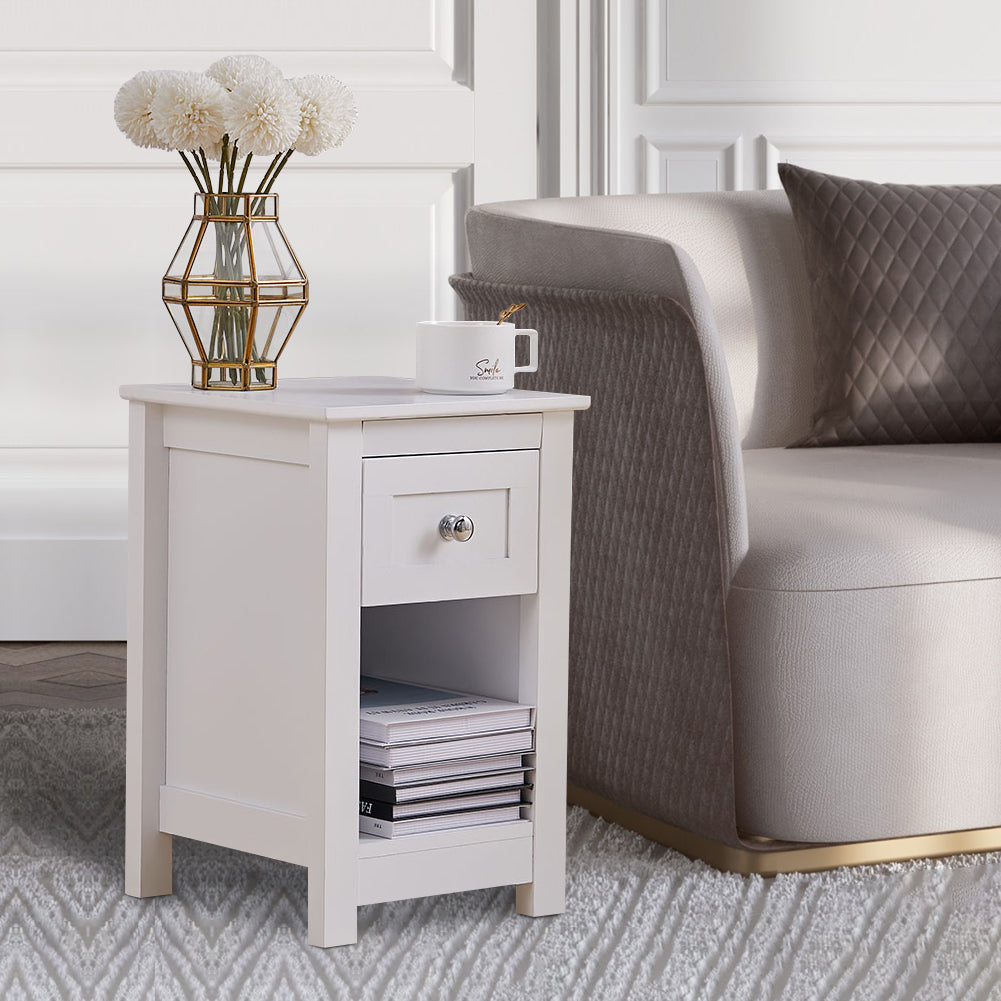 Small Side Table with Drawer for Living Room