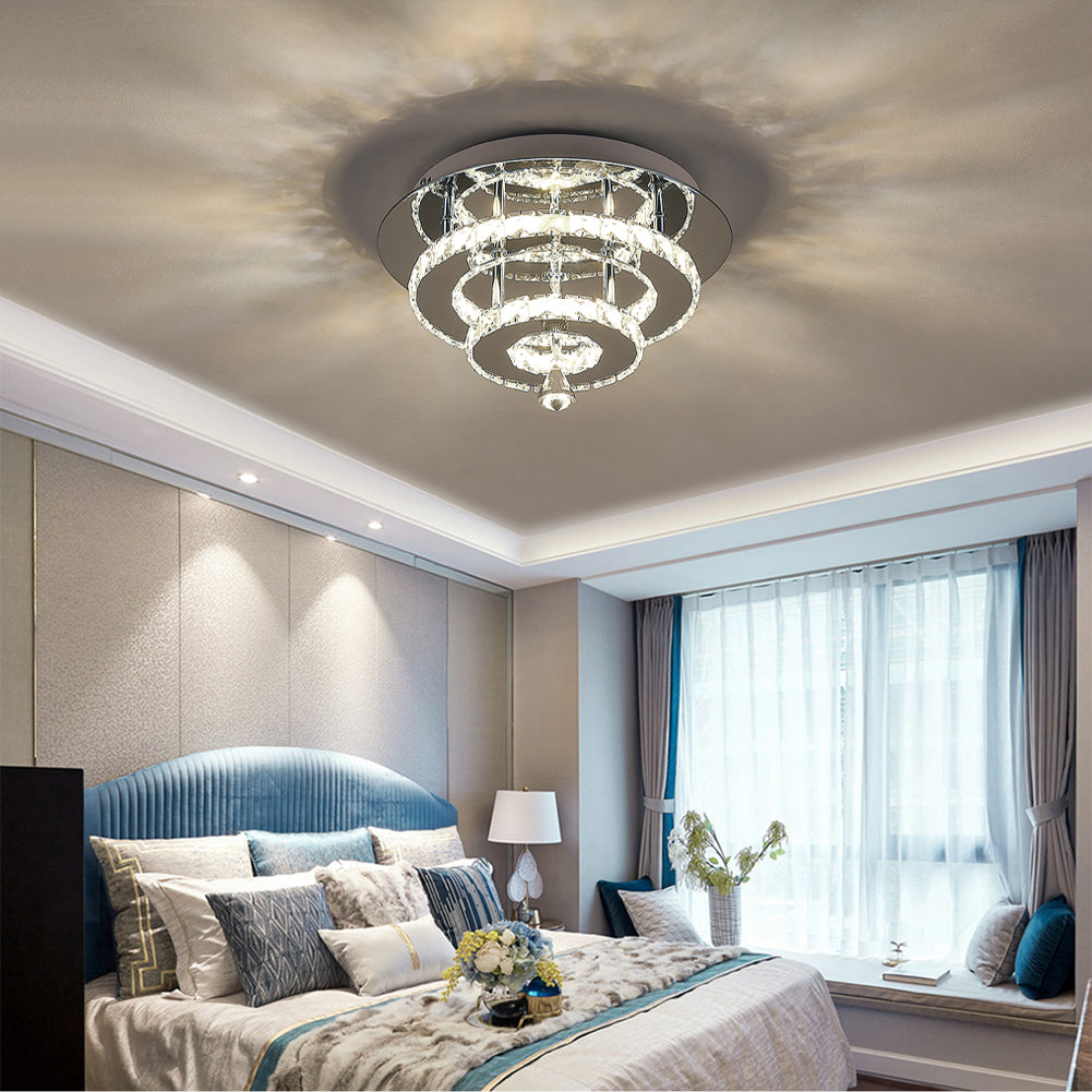 Modern Double-tiers Median-size Crystal LED Ceiling Light