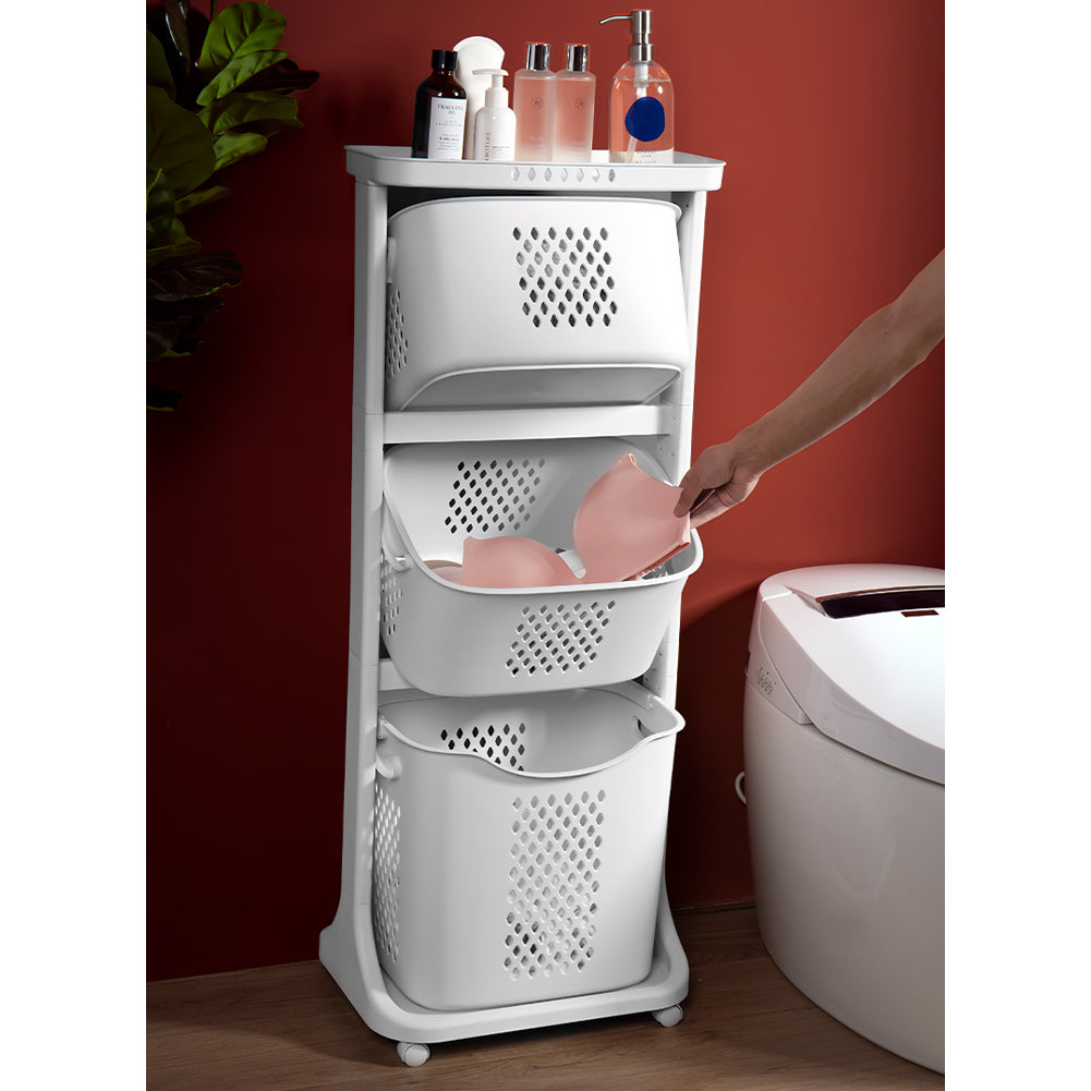 Laundry Basket Bathroom Clothes Storage on Wheels