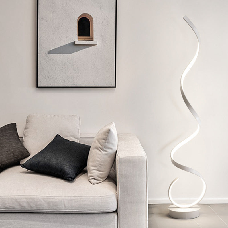 Contemporary LED Spiral Floor Lamp in White Light for Living Room