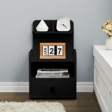 Load image into Gallery viewer, Minimalist Black Wooden Bedside Table with Drawers Cabinets Living and Home 1 Drawer 
