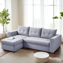 Load image into Gallery viewer, 3-Seater Upholstered Corner Sofa Bed with Storage
