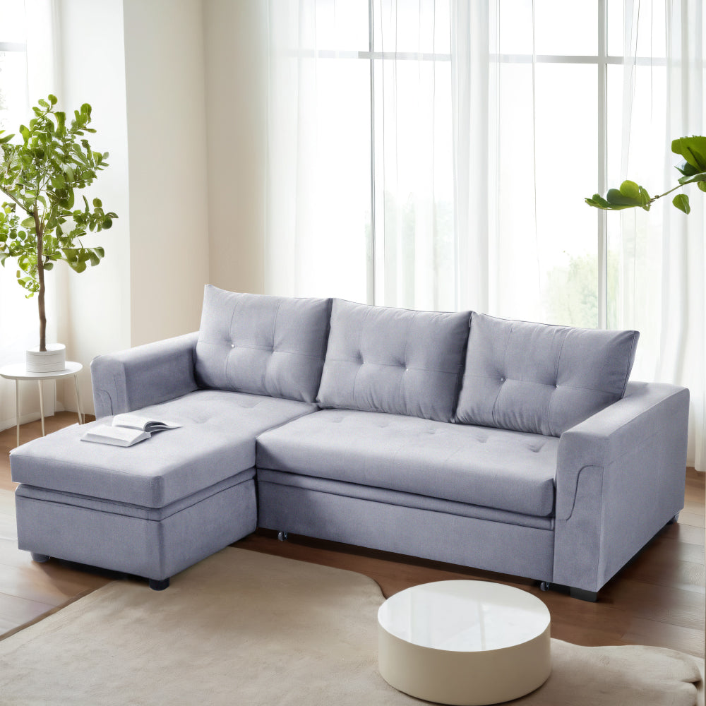 3-Seater Upholstered Corner Sofa Bed with Storage