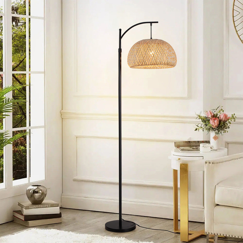 Traditional Woven Rattan Floor Lamp