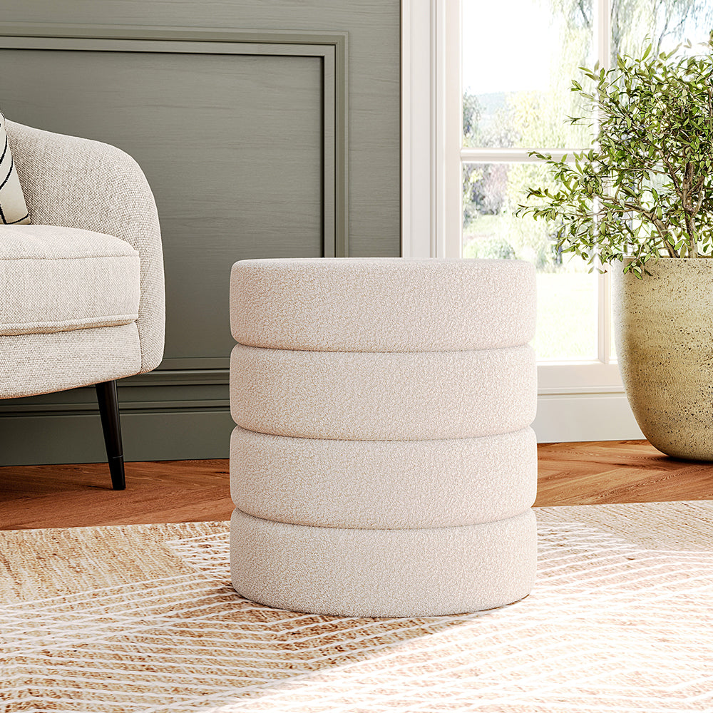 Round Channel Upholstered Ottoman