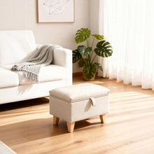 Load image into Gallery viewer, Linen Upholstered Storage Ottoman Footstool
