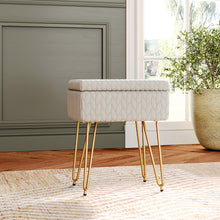 Load image into Gallery viewer, Rectangle Upholstered Storage Ottoman Vanity Stool
