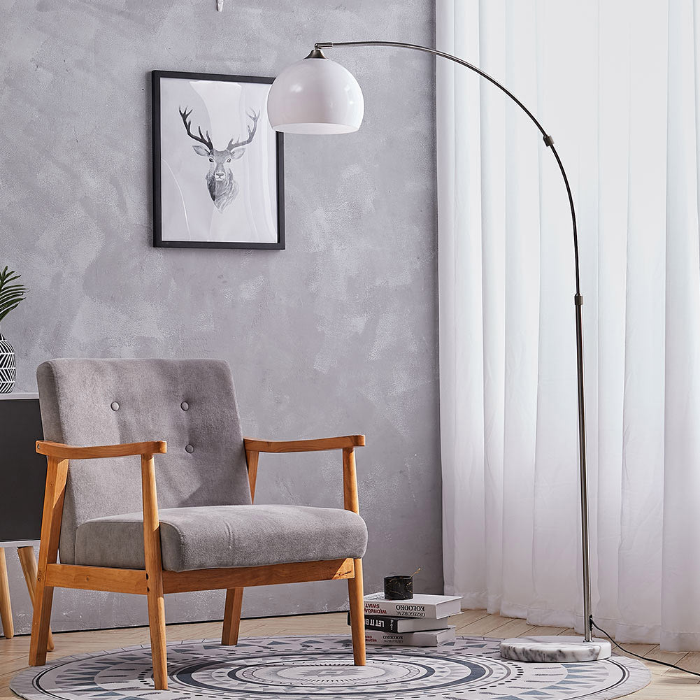 Modern Arched Floor Lamp with Marble Base
