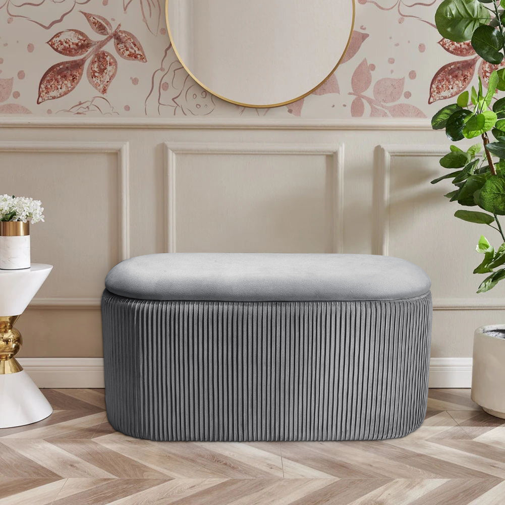Modern Pleated Storage Ottoman
