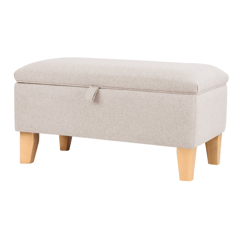 Linen Upholstered Storage Ottoman Footstool