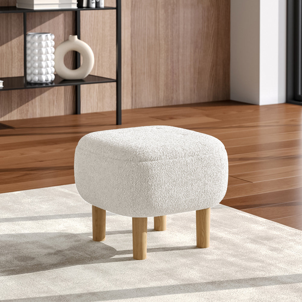 Footstool Pouffe Stool with Wooden Legs