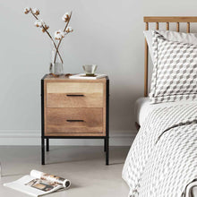 Load image into Gallery viewer, Mid-Century Two Drawers Wooden Nightstand Sofa Side Table
