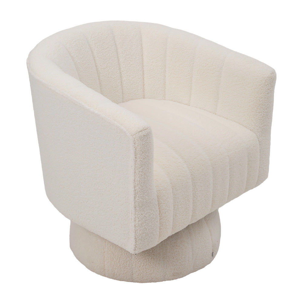 Upholstered Swivel Accent Armchair - White