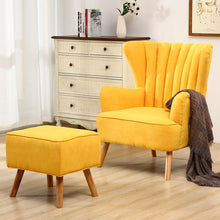 Load image into Gallery viewer, Faux Wool Upholstered Armchair and Footstool
