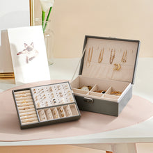 Load image into Gallery viewer, Lockable Double Tier Faux Leather Jewellery Organizer
