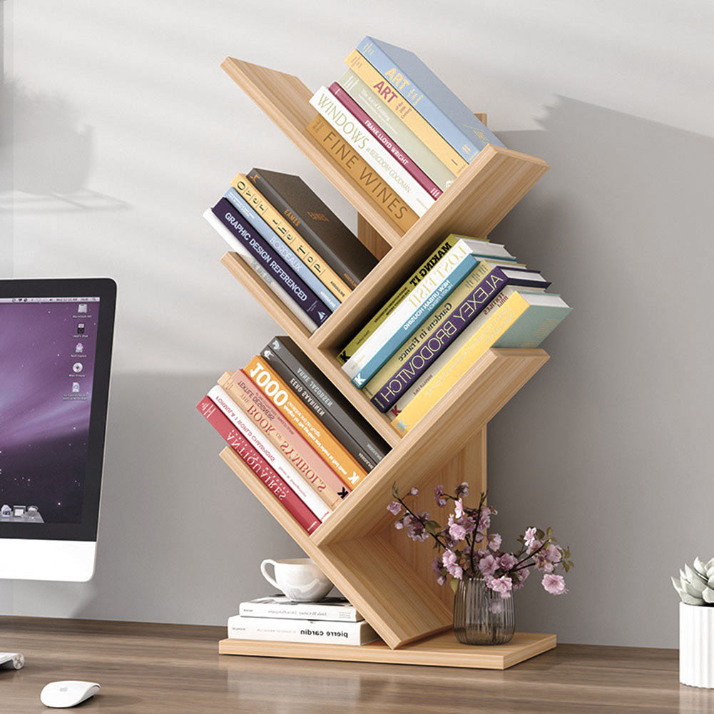 Rustic Standing Tree Bookshelf Wood Display Rack – sorangLtd