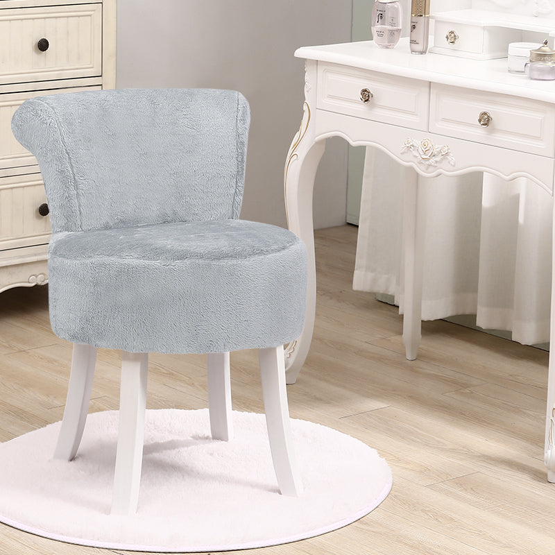 Modern Plush Upholstered Dressing Table Chair with White Legs