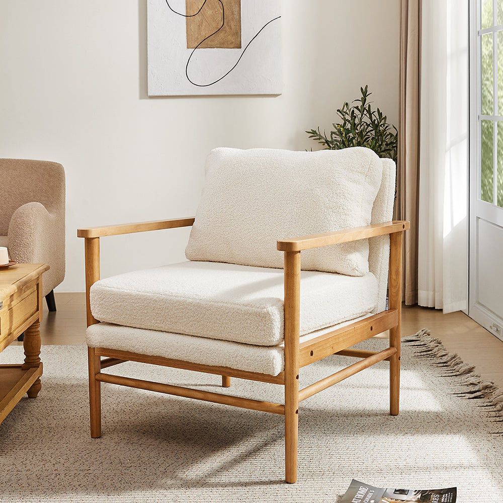 Teddy Bear Fur Wooden Armchair