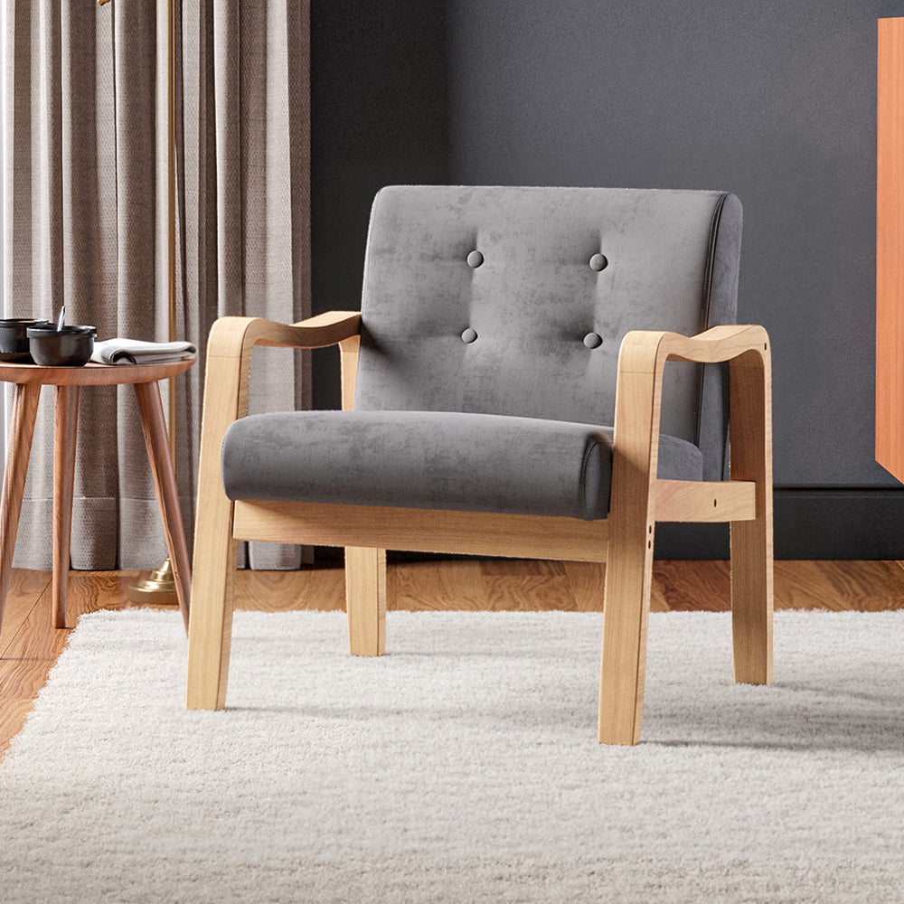 Modern Wood Frame Upholstered Armchair