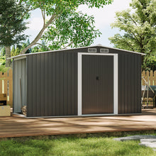 Load image into Gallery viewer, Garden Metal Storage Shed with Log Storage
