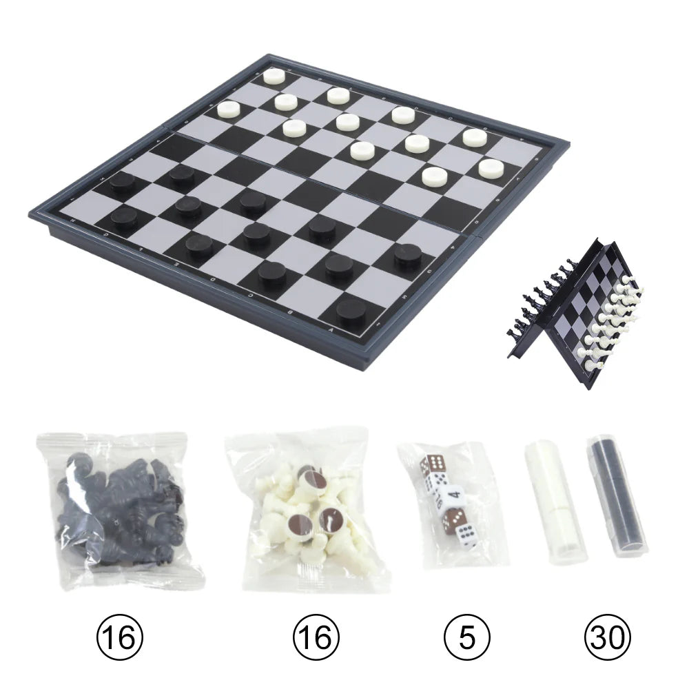 3-in-1 Portable Folding Magnetic Chess, WF0131