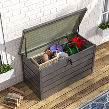 Load image into Gallery viewer, 350L Grey Metal Outdoor Garden Storage Box Lockable Garden Storage Boxes Living and Home 
