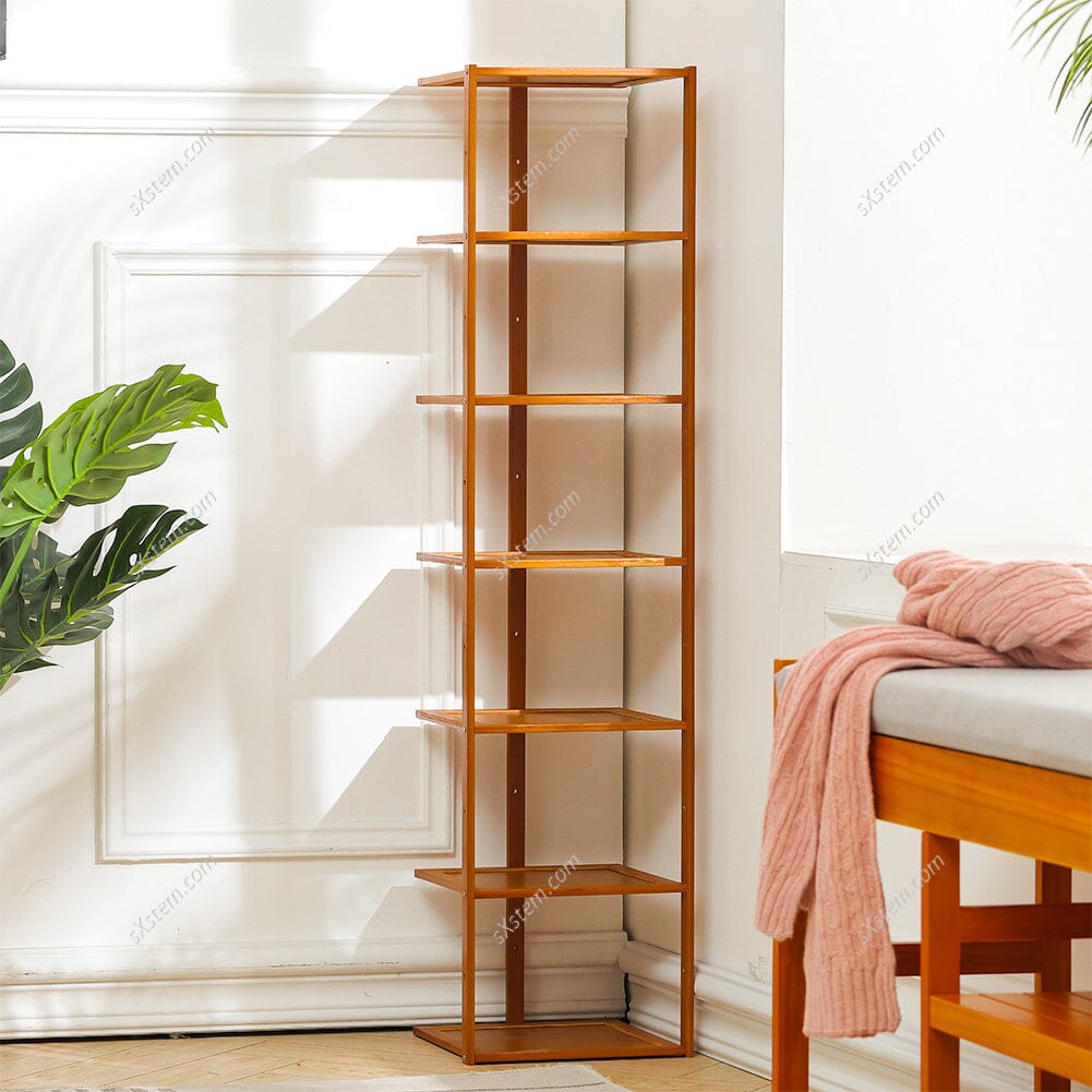 7 Tiers Bamboo Shoe Rack Entryway Hallway Shoe Shelf Living and Home 