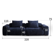 Load image into Gallery viewer, Cottonfy Tofu Block Vintage Chenille Fabric Sofa Stain Resistant Navy Blue Cottonfy UK 
