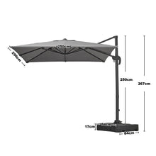 Load image into Gallery viewer, Grey 2.5m Cantilever Parasol with Base for Garden Parasols Living and Home 
