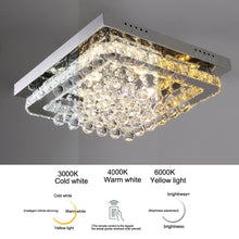 Load image into Gallery viewer, Chrome Finished Sqaure LED Ceiling Light with Luxury Crystal Ball Drops Ceiling Light Living and Home 
