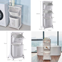 Load image into Gallery viewer, 2/3-Tier Bathroom Plastic Storage Trolley Laundry Basket Laundry Baskets Living and Home 
