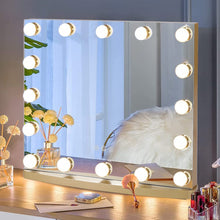 Load image into Gallery viewer, 50cm W Rectangle Hollywood LED Lighted Cosmetic Mirror LED Make Up Mirrors Living and Home Golden 
